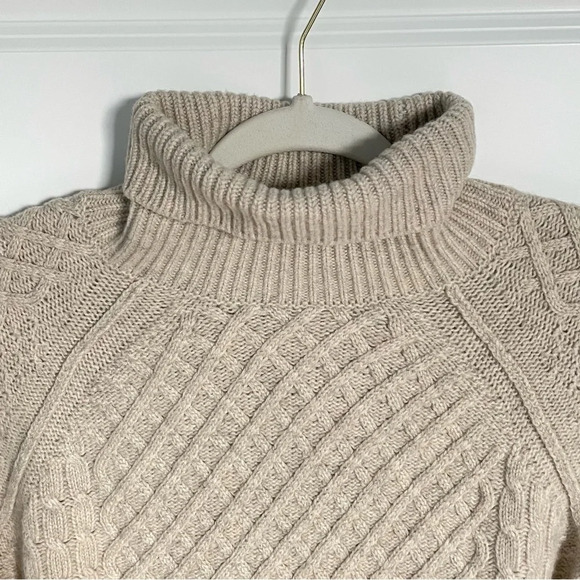 Vince Tan Yak Wool Blend Turtleneck Cable Knit Sweater - 29855 - Picture 4 of 15